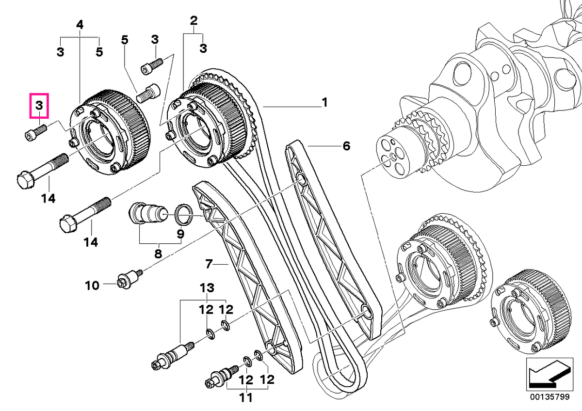 11367837030 Șurub reglaj, M6X14-8.8 - BMW