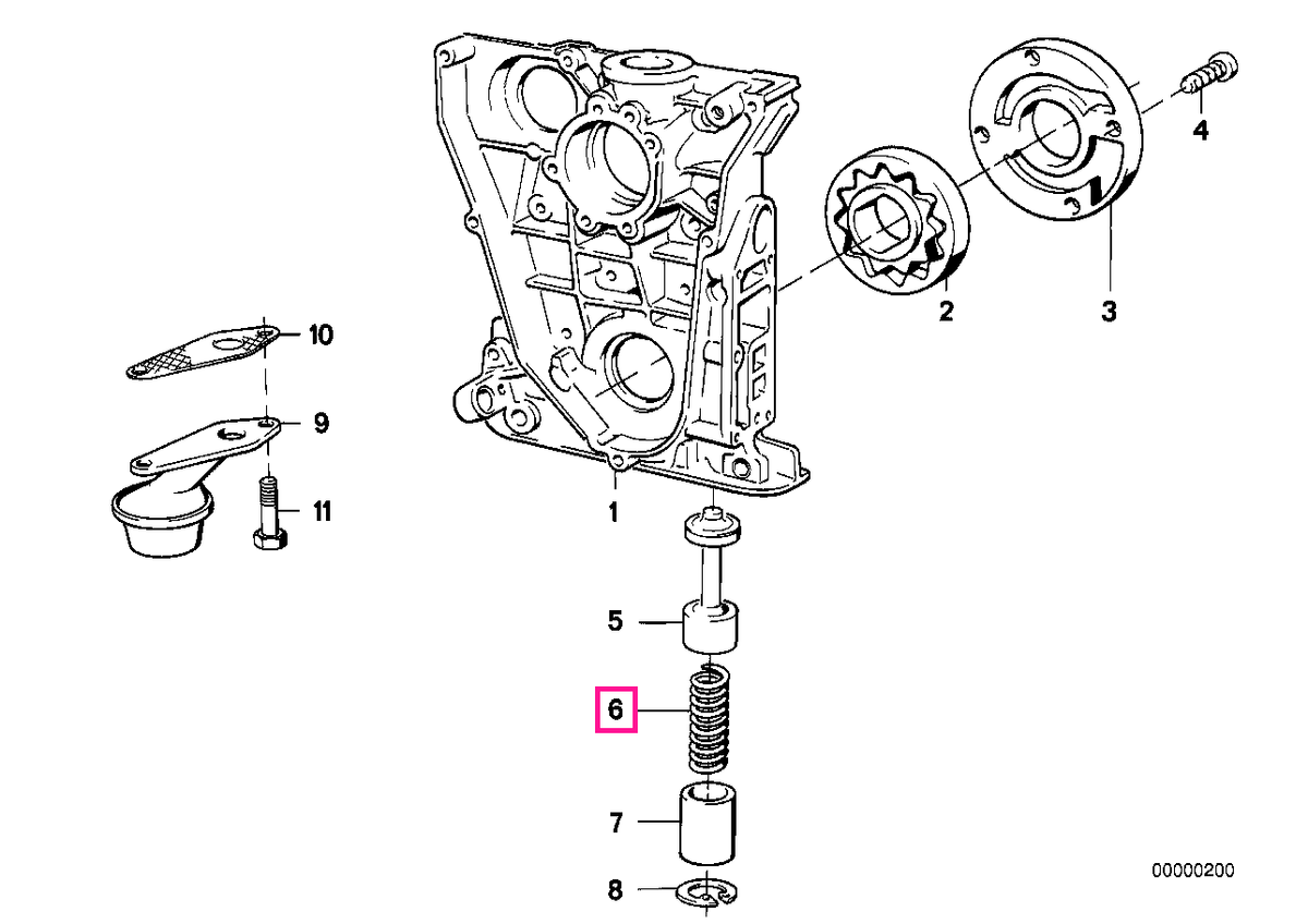 11411706809 Arc elicoidal presiune lant distributie - BMW Seria 3 E30 E36 E46, Seria 5 E34 E39 E60 E61, Seria 7 E38 E65 