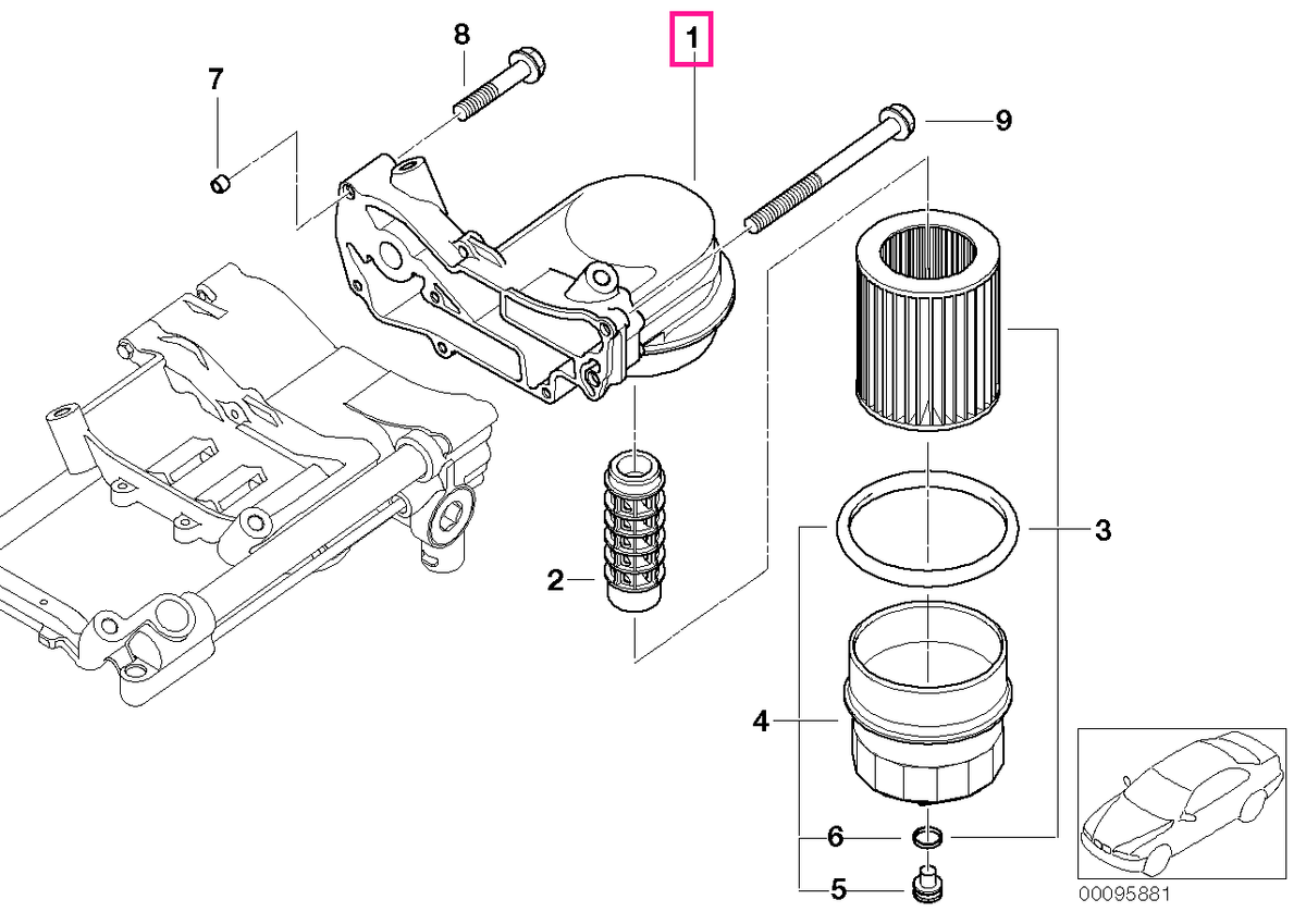 11417506752 Oil filter unit - BMW