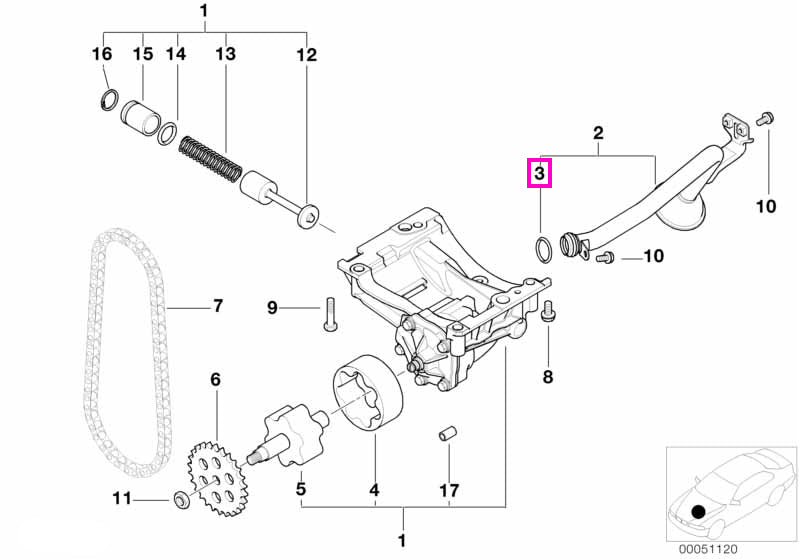 11417507429 Garnitura O-ring pompa ulei (20,0x3) - BMW Seria 3 E46, Seria 5 E39 E60 E61, Seria 7 E38 E65 E66, X3 E83, X5