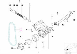 11417576915 Lant angrenare pompa ulei - BMW Seria 3 E36 E46, Seria 5 E34 E39 E60 E61, Seria 7 E38 E65 E66, X3 E83, X5 E5
