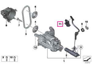 11417585444 Suport carcasa conector pompa ulei - BMW Seria 1 F20 F21, Seria 3 F30 F31 F35 - Mini Cabrio R57, Clubman R55