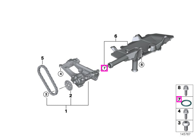 11417798437 Garnitura etansare pompa ulei, 23.6x3.55mm - BMW Seria 3 E90 E91 E92 E93, Seria 5 E39 E60 61, Seria 6 E63 E6