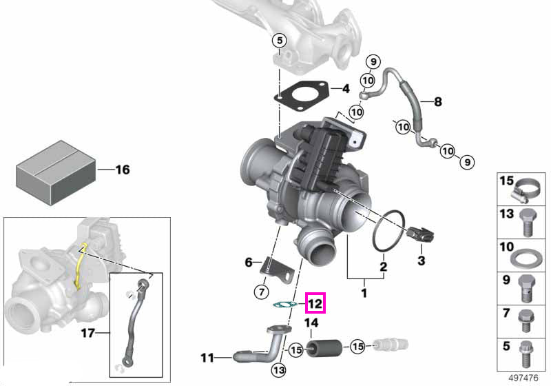 11422246091 Garnitura etansare turbina, fara azbest - BMW Seria 1, Seria 2, Seria 3, Seria 4, Seria 5, Seria 6, Seria 7,