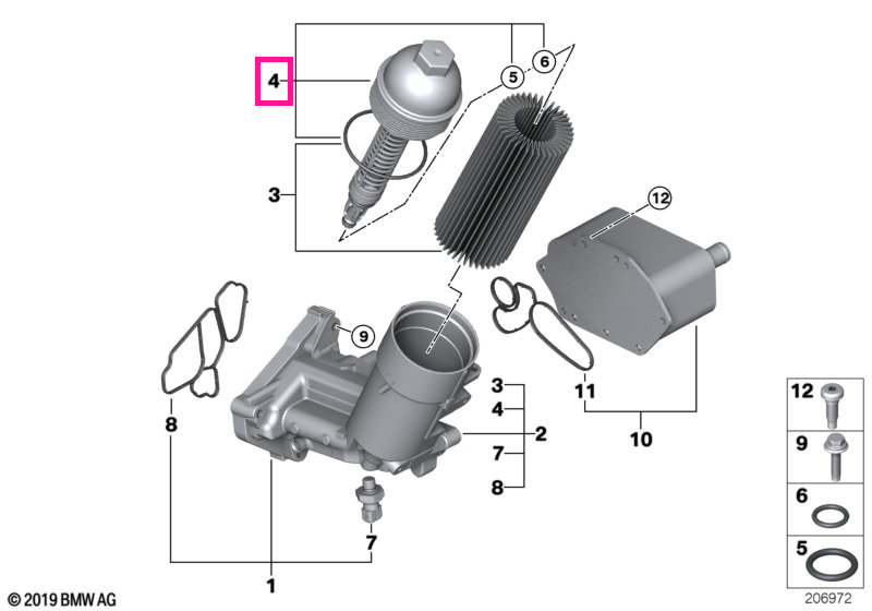 11422247379 Capac carcasa filtru ulei - BMW Seria 3 E46, Seria 5 E39, Seria 7 E38, X5 E53