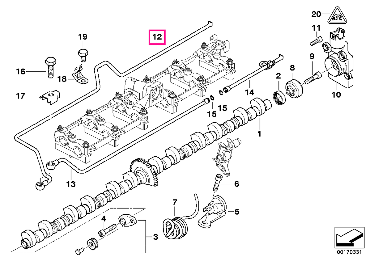 11427522001 Oil spray tube, inlet side ZYL. 7-12 - BMW