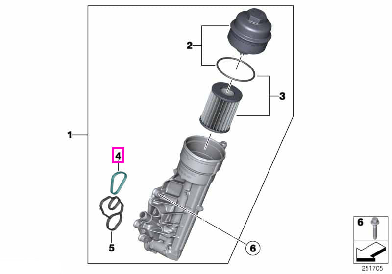 11427625485 Garnitura superioara etansare corp filtru ulei - BMW Seria 1 F20 F21, Seria 3 F30 F31 F35