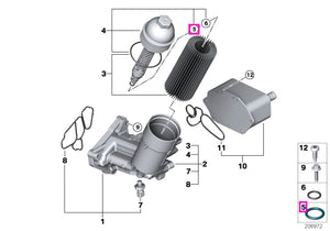11427788458 Garnitura etansare capac carcasa filtru ulei, 21.0x3.0mm - BMW Seria 3 E46 E90 E91 E92 E93, Seria 5 E60 E61,