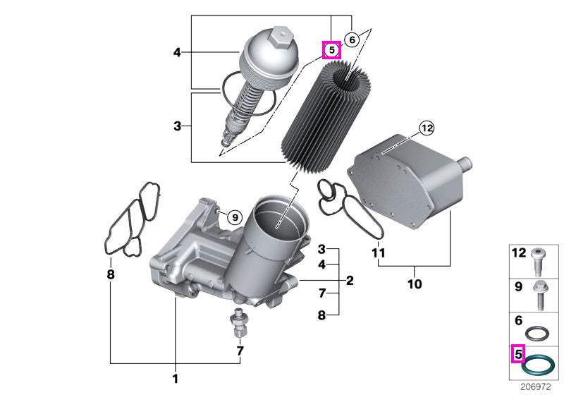 11427788458 Garnitura etansare capac carcasa filtru ulei, 21.0x3.0mm - BMW Seria 3 E46 E90 E91 E92 E93, Seria 5 E60 E61,