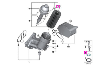 11427788459 Garnitura etansare capac carcasa filtru ulei, 8.80x2.67mm - BMW Seria 3 E46 E90 E91 E92 E93, Seria 5 E60 E61