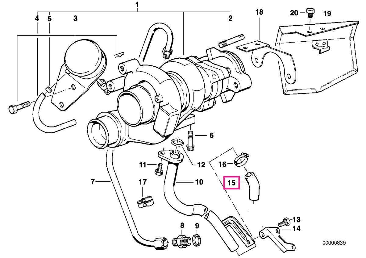 11427796055 Furtun ulei turbocompresor - BMW Seria 3 E36 E46 E90 E91 E92, Seria 5 E34 E39 E60 E61, Seria 6 E63 E64, Seri
