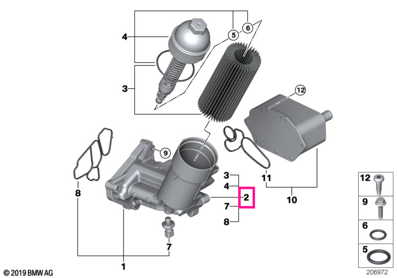 11427805408 Filtru ulei cu racitor ulei - BMW
