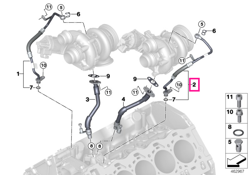 11427934655 Oil supply line for turbocharger ZYL. 5-8 - BMW