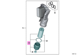 11428593190 Ansamblu filtru ulei motor, cu capac integrat - BMW Seria 1 F40 F52, Seria 2 F44 F45 F46, X1 F48 F49, X2 F39