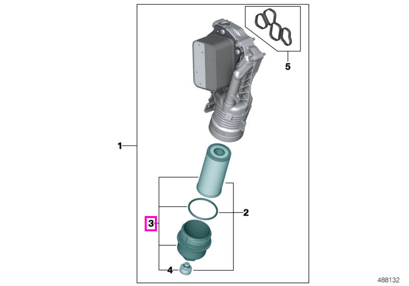 11428593190 Ansamblu filtru ulei motor, cu capac integrat - BMW Seria 1 F40 F52, Seria 2 F44 F45 F46, X1 F48 F49, X2 F39