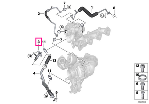 11429889383 Exhaust turbocharger oil return line - BMW