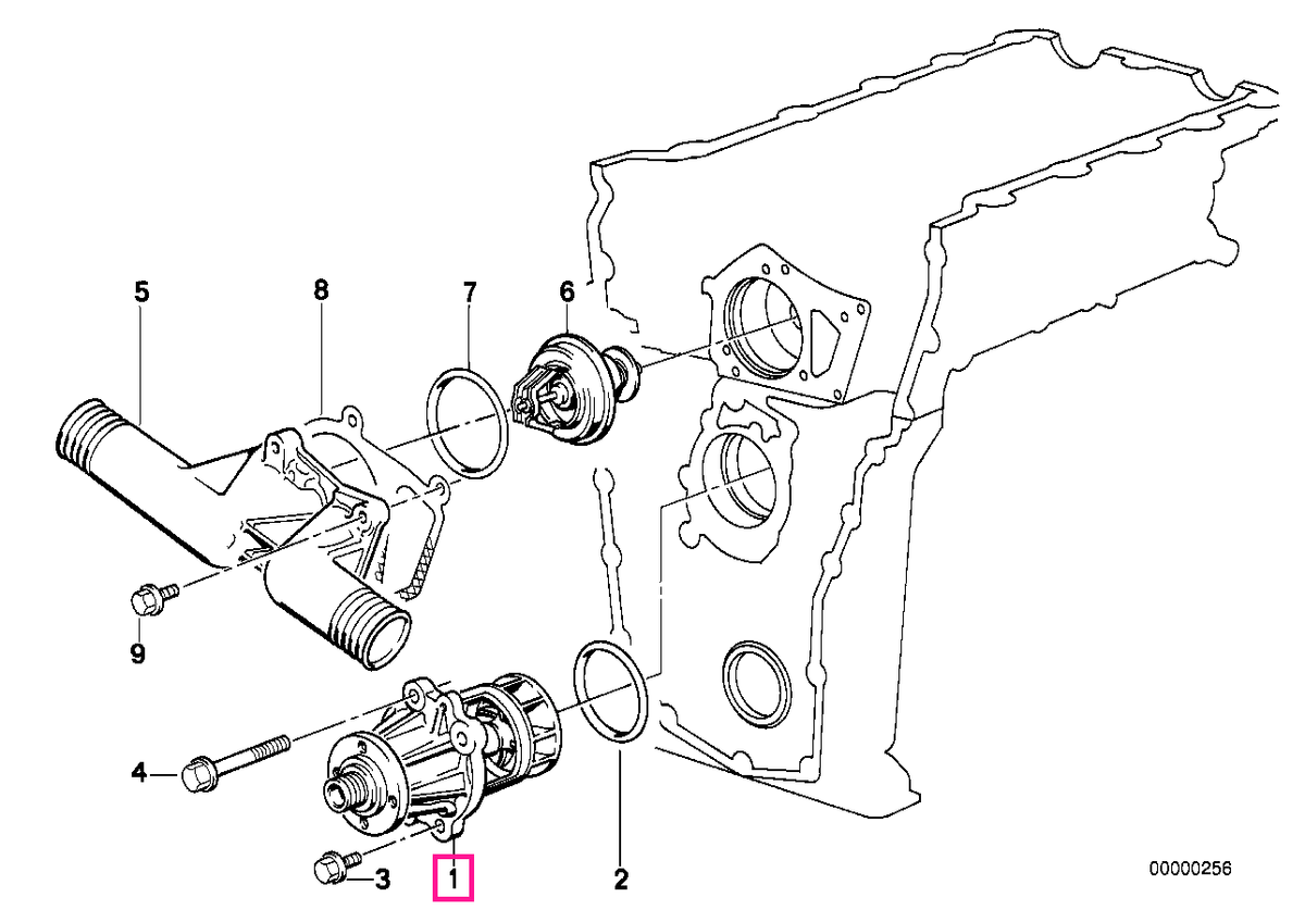 11510393338 Pompa mecanica lichid racire - BMW Seria 3 E30 E36 E46, Seria 5 E34, Z3 E36