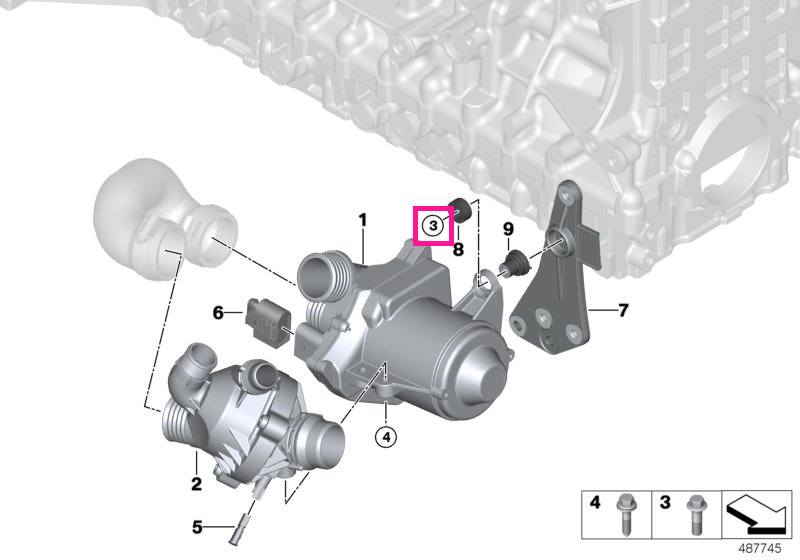 11510415390 Set șuruburi alu pompă apă 8X26 - BMW