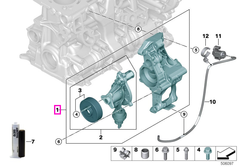 11517644810 Pompa apa comutabila, suport integrat - BMW Seria 3 F30, Seria 5 G30, Seria 7 G11 G12
