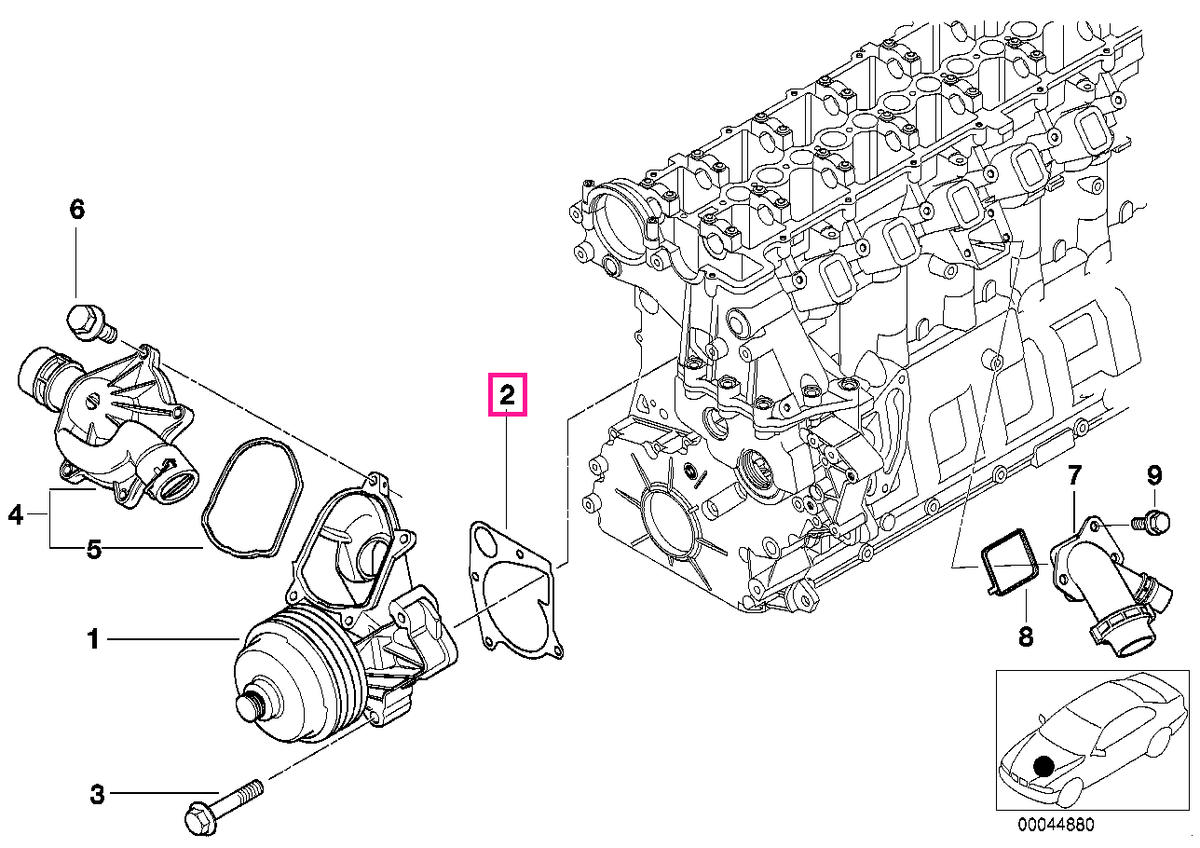 11517793796 Garnitura pompa apa motor - BMW Seria 1 E87, Seria 3 E46 E90 E91 E92 E93, Seria 5 E39 E60 E61, Seria 6 E63 E