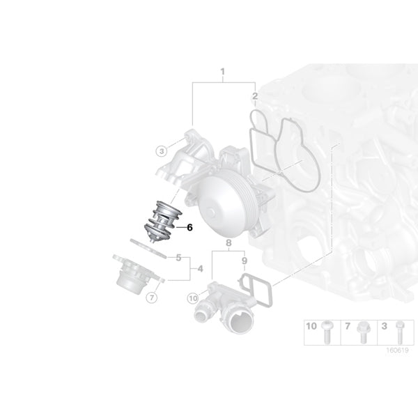 11517805192 Termostat sistem racire (88CEL) - BMW Seria 1 E81 E82 E87 E88, Seria 3 E90 E91 E92 E93, Seria 5 E60 E61 F07 