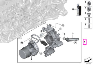 11518490650 Pompa apa cu suport integrat - BMW Seria 3 G20 G21, Seria 4 G22 G23 G26, Seria 5 G30 G31, Seria 6 G32, Seria
