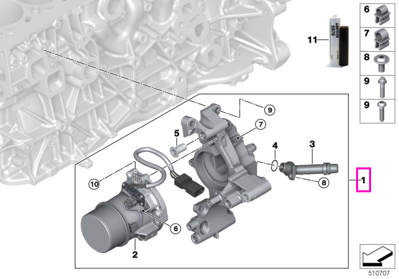 11518490650 Pompa apa cu suport integrat - BMW Seria 3 G20 G21, Seria 4 G22 G23 G26, Seria 5 G30 G31, Seria 6 G32, Seria