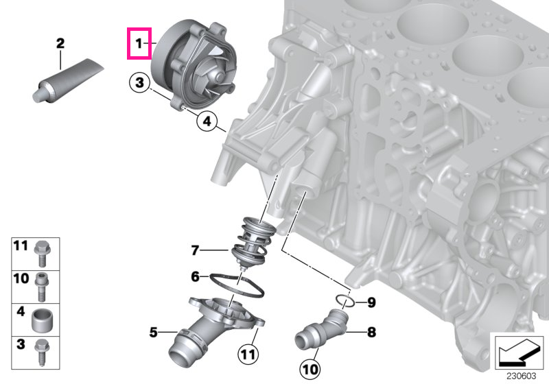 11518512443 Pompa apa, mecanica - Mini Cabrio R57, Clubman R55, Countryman R60, Coupe R58, Paceman R61, Roadster R59, R5