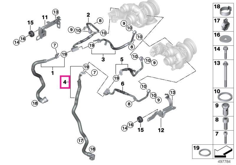 11539896894 Coolant feed line - BMW