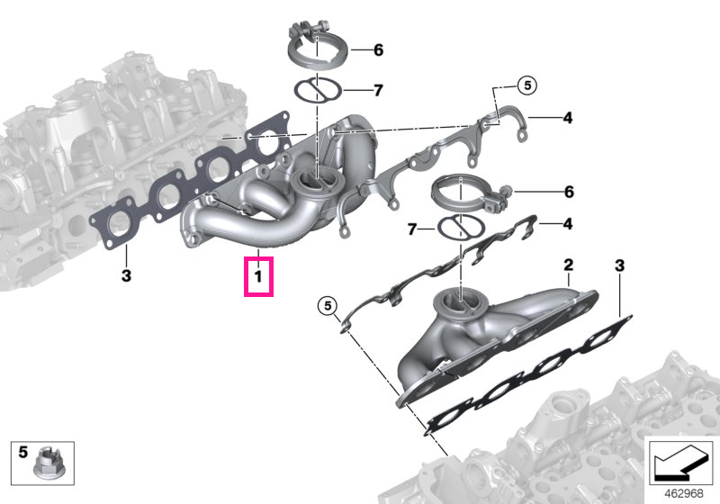 11628681196 Exhaust manifold ZYL. 1-4 - BMW