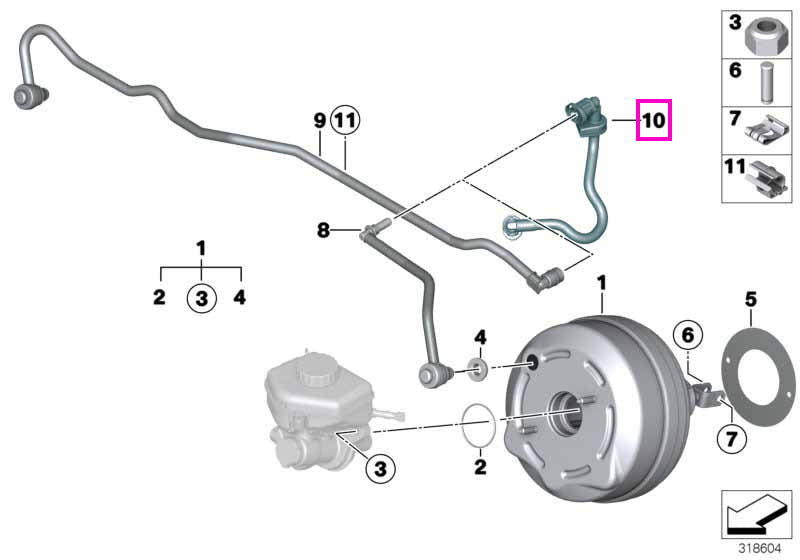 11665A09C60 Furtun vacuum servofrana - BMW Seria 1 F20 F21, Seria 2 F22 F23, Seria 3 F30 F31 F34 F35, Seria 4 F32 F33 F3