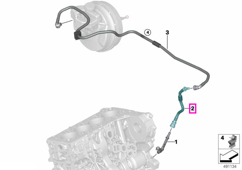 11665A09C64 Conducta vacuum, sistem franare - BMW Seria 2 G42, Seria 3 G20 G21 G28, Seria 4 G22 G23 G26, Seria 5 G30 G31