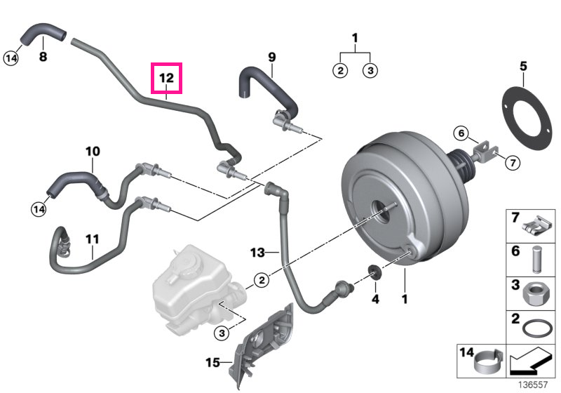 11667549505 Conducta vacuum, sistem franare - BMW Seria 1 E81 E82 E87 E88, Seria 3 E90 E91 E92 E93, X1 E84