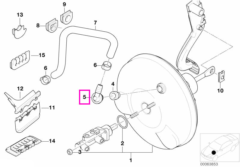 11667609925 Suport supapa servofrana - BMW Seria 3 E46, X5 E53