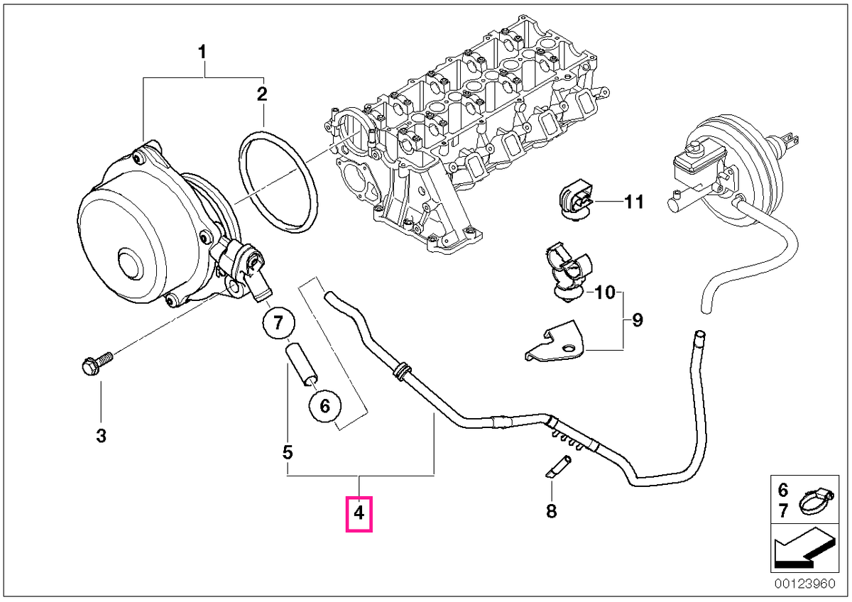 11667789373 Furtun vacuum - BMW
