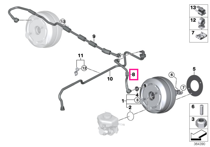 11667850595 Țeavă vid cu clapetă reținere - BMW