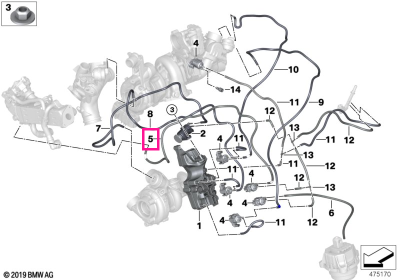 11748591882 Furtun vid EGR L=1040 L = 1040 - BMW