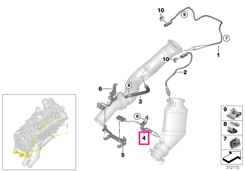 11787848487 Sonda Lambda / Senzor oxigen, L=548mm - BMW Seria 2 F87 M2, Seria 3 F80 M3, Seria 4 F82 F83 M4