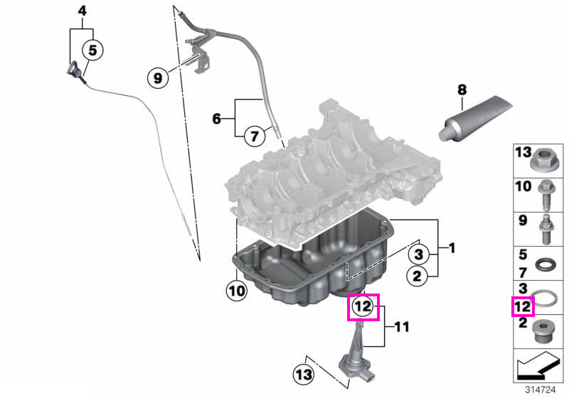 12617604790 Garnitura etansare senzor nivel ulei - BMW Seria 1, Seria 2, Seria 3, Seria 4, Seria 5, Seria 6, Seria 7, Se