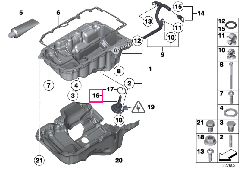 12618608781 Senzor nivel ulei motor - BMW Seria 1 F20 F21, Seria 2 F22, Seria 3 F30 F31 F34 F35, Seria 4 F32 F33 F36