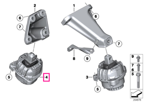 22116777374 Tampon motor, dreapta - BMW Seria 5 F07 F10, Seria 6 F06 F12 F13, Seria 7 F01 F02 F04
