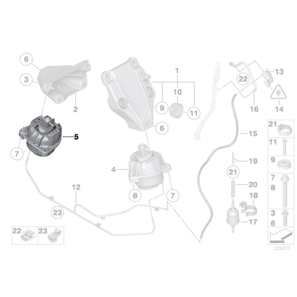 22116777382 Tampon motor, dreapta - BMW Seria 5 F07 F10 F11, Seria 7 F01 F02