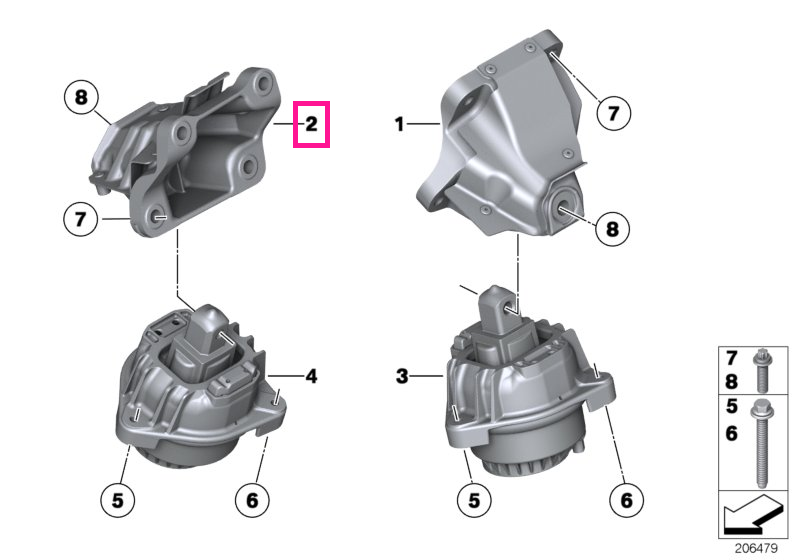 22116777600 Suport motor, dreapta - BMW Seria 7 F01 F02
