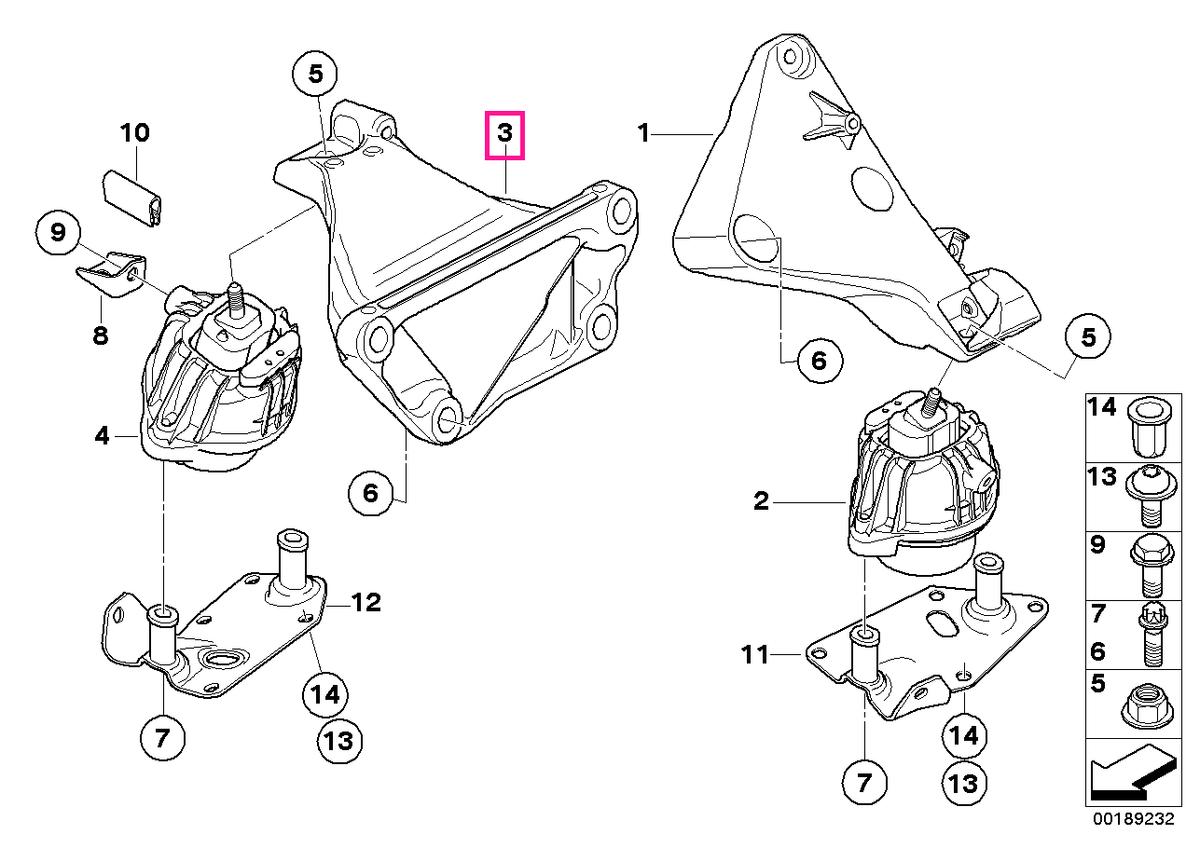 22116786692 Suport motor dreapta - BMW
