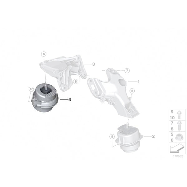 22116786836 Tampon motor, dreapta - BMW X5 E70, X6 E71
