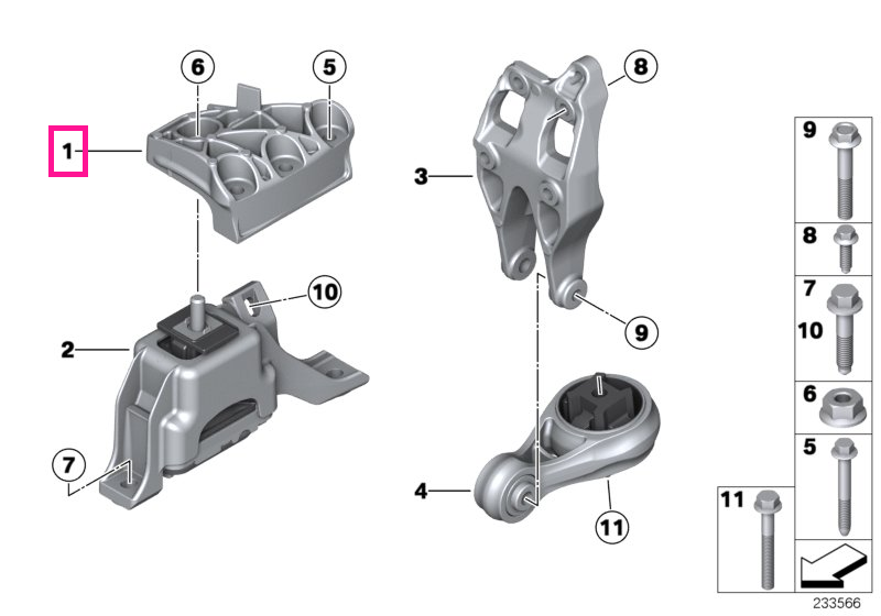 22116788664 Suport motor - Mini Cabrio R57, Clubman R55, Countryman R60, Coupe R58, Paceman R61, Roadster R59, R56
