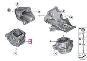 22116854252 Tampon motor, dreapta - BMW Seria 1 F20 F21, Seria 3 F30 F31 F35 - tip motor N13