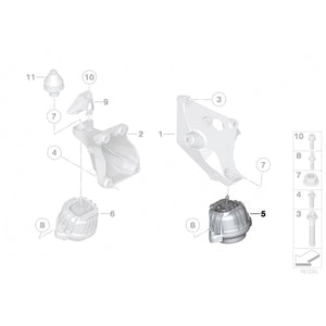 22116856183 Tampon motor, stanga - BMW Seria 1 F20 F21, Seria 2 F22 F23, Seria 3 F30 F31 F34 F35, Seria 4 F32 F33 F36, X