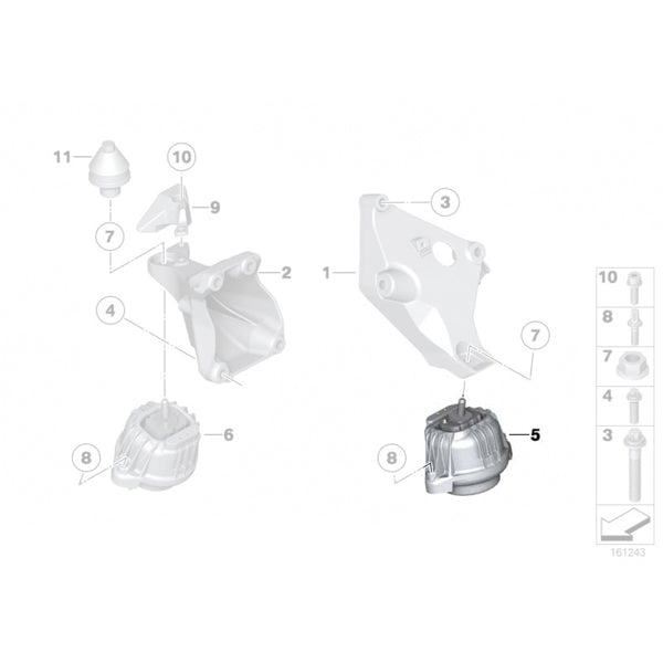 22116856183 Tampon motor, stanga - BMW Seria 1 F20 F21, Seria 2 F22 F23, Seria 3 F30 F31 F34 F35, Seria 4 F32 F33 F36, X