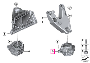 22116856403 Tampon motor, stanga - BMW Seria 1 F20 F21, Seria 2 F22 F23, Seria 3 F30 F31 F34, Seria 4 F32 F33 F36